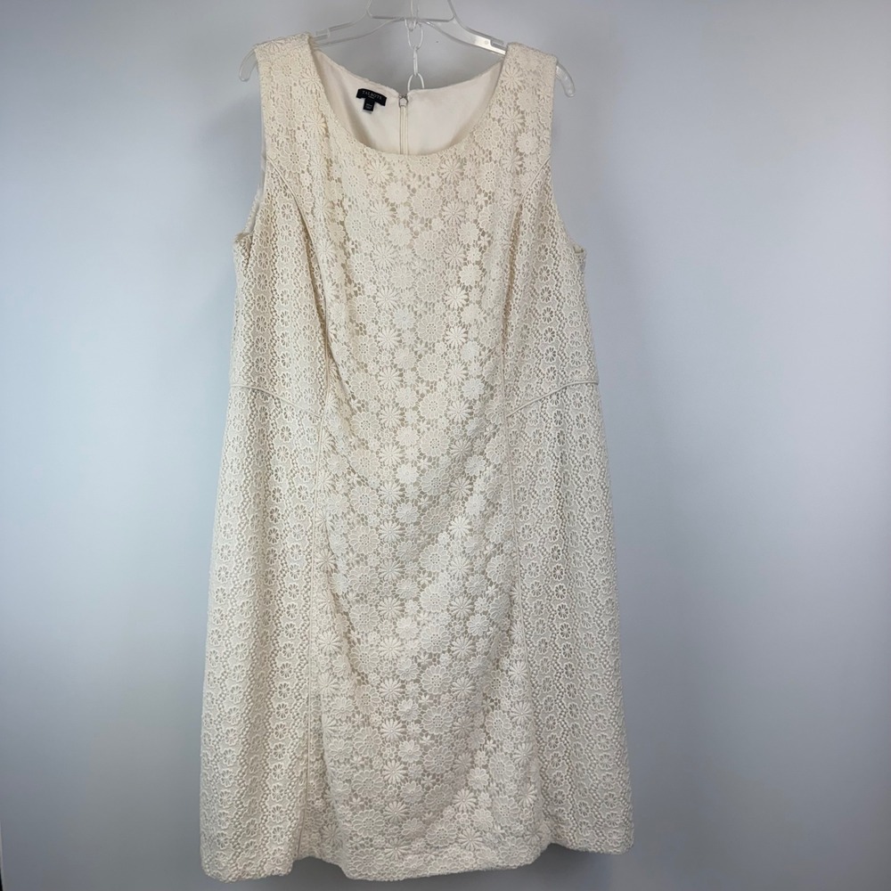 Talbots Dress Women 20W Ivory‎ Lace Sleeveless A-Line Occasion